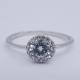 Round Big Cubic Zirconia Rings / Thinner Pure 925 Sterling Silver Solitaire Ring