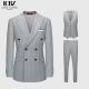 Business Needs Business Suits Gray Striped Double-breasted Gun Lapel Slim Fit 3 Pieces