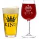King Beer & Queen Wine Glass Set For Newlyweds Anniversaries