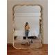 Wavy Beveled Floor Mirror Wood Frame 600mm For Modern Bedroom Decoration