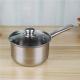 18cm Long handle stainless steel 410 milk pot cooking cookware with glass lid