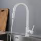 SUS304 Kitchen Extendable Pull Out Sink Faucet Tap With Sprayer Matte white