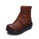 S082 Autumn and winter new women's shoes retro handmade leather fashion stitching in tube thick-soled short boots women