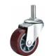 2 screw PU caster red, threaded stem PU caster, PU castors, light duty caster, swivel casters