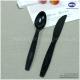7 Inch Black Plastic Cutlery Set 4 In 1-Disposable Plastic Cutlery-black fork Knife Spoon pre wrapped plastic cutlery