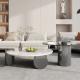 Glass Marble Stainless Steel Round Rock Coffee Table For Home Leisure