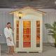 Outdoor Infrared Combined Sauna Steam Room Solid Wood With Waterproof Roof