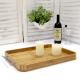 Professional Rectangle Bamboo Serving Tray Food Tray With Stainless Steel Handle