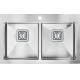 Double Bowl Top Mount Stainless Steel Kitchen Sink Square Waste Two R15 Corner