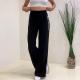 Loose Side Printing Ladies Casual Pants , Mid Waist Ladies Wide Leg Trousers