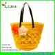 LUDA fashion beach straw bag leather flower designer straw handbags