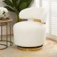 Modern 5 Star Hotel Room Boucle White Fabric Material Swivel Armchair