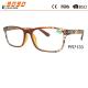 Hot sale style of reading glasses with plastic frame ,printe the patterns