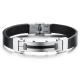 Tagor Stainless Steel Jewelry Super Fashion Silicone Leather Bracelet Bangle TYSR133