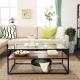 Industrial Coffee Table, Glass Top Coffee Table, Living Room Coffee Table,