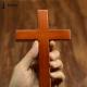 Small Size Holding Hand Carved Wooden Crosses , Comfort Wooden Crucifix