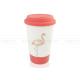 Flamingo Double Wall Custom Coffee Mugs 330ml Capacity With Silicon Lid