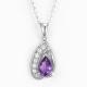 8mm 10mm 925 Silver Gemstone Pendant Amethyst Sterling Silver Teardrop Necklace