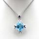 Women Jewelry 10x12mm Oval Blue Topaz Cubic Zircon Pendant Necklace  (E07P)