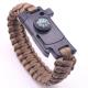 Outdoor Camping Paracord Survival Bracelet Fire Starter Compass and Buckle 6-8 inches