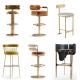 Luxury High Backrest Chair Coffee Stainless Steel Bar Chair High Stool For Restaurant