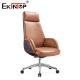 Blue Executive Leather Chair With Stainless Steel Assembly For Office