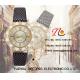 snakeskin texture PU leather band and golden diamond inset case with a hanging drop  for ladies watches