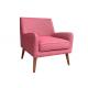 Chestnut Colour Fabric Armchair Curved Armrest Wooden Legs Contemporary Arm Chair