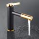 Waterfall Black Basin Faucet With Golden Handle Hot And Cold Mixer