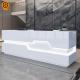 LED Light White Salon Reception Desk With Solid Surface Material