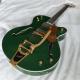 Custom Gret Electric Guitar in Green Color Semi Hollow Body Jazz Electric Guitar With Bigsby Tremolo and High Grade Tune
