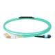 1m (3ft) MTP Female to 4 LC UPC Duplex OM3 50/125 Multimode Fiber Breakout Cable, 8 Fibers, Type B, Elite, LSZH, Aqua