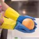 Bi Color Flocklined M60g Dish Wash Hand Gloves For Household
