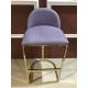 Gray Velvet Soft 40cm 95cm Wrought Iron Bar Chair