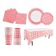 Girls Baby Shower Disposable Party Supplies Red Gingham Praty Tableware