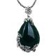 Vintage Jewelry 925 Silver Marcasite Drop Green Agate Pendant Necklace 18 Inches(LN001GREEN)