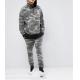 Washed Camo Printed Mens Sports Tracksuits With Hood Training & Jogging Wear
