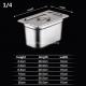 Custom hotel supplies 1/4 standard food pans high quality 304 stainless steel gn container for buffet stove