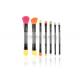 Colorful Synthetic Makeup Brushes Double End for Travel With Black Roll Case