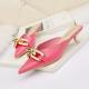 8001-2 Korean Fashion Pointed Shallow Mouth High Heels Metal Buckle Thin Sexy Sandals Stiletto Net Red Sandals