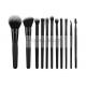 Balck White Top Taklon Synthetic Makeup Brushes With Classic Gloosy Black Ferrules