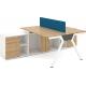 Double Seats Office Table Cubicle Partition Wooden With Metal Legs