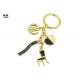 Black Enamel Fill Travel Key Chain , Modern Designer Gold Key Ring 23g Weight