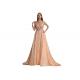 Backless Big Ball Gown Long Evening Gowns Light Orange For Anchorwoman