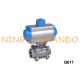 3 Piece Thread Port Pneumatic Actuated Ball Valve Stainless Steel 304