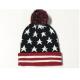 100% Acrylic 24*20cm Weight 96g with Pompom Black Red The Stars Knitting Cheap Cool Fashion winter knitting Hats