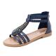 BS140 New Summer Sandals Female Bohemia Retro Beaded Zipper Rhinestone Roman Sandals Flat Shoes Wholesale Brand Shoes To