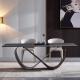 Sinuous Marble Ceramic Extending Dining Table , Architectural Glass Dining Table