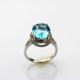 Fashion Jewelry 925 Silver Ring  9mmx11mm Blue Topaz CZ Diamonds Ring (R236)