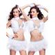 Rhinestones Waistband Feather Dance Costumes Fabulous Feather Boa Skirt With Matching Bras